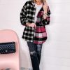 Women's Black Plaid Colorblock Loose Fit Shacket - Image 6