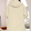 Women's Beige Quilted Hooded Coat with Snap Button Closure - Image 11