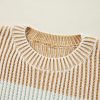 Women's Cozy Brown Colorblock Textured Knit Bubble Sleeve Sweater - Image 6