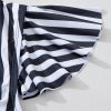 Plus Size Black Stripe 2-Piece Knot Cutout Ruffle Sleeve Swimsuit - Image 15