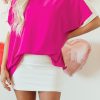 Women's Rose Red Oversized Color Block Boat Neck Tunic Blouse - Casual Summer Top - Image 9