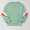 Women's Moonlight Jade Rainbow Striped Sleeve Crew Neck Loose Fit Sweatshirt - Image 7