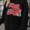 Women's Black Merry & Bright Christmas Tree Pattern Baggy Sweatshirt - Image 3