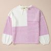 Women's Bonbon Neutral Colorblock Tie Back Sweater - Casual Fall Fashion - Image 6