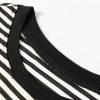 Women's Casual Black Stripe Loose Drop Shoulder Long Sleeve Top - Image 7