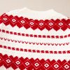 Women's White Western Geometric Patterned Crew Neck Loose Sweater - Image 9