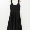 Women's Black Sleeveless Scoop Neck Flared Split Midi Dress - Elegant & Casual Summer Fashion - Image 14