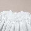 Women's White Embroidered Lace Patchwork Tie Neck Puff Short Sleeve Blouse - Image 21