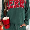 Women's Evergreen Corded MERRY Long Sleeve Graphic Top and Shorts Set - Image 2