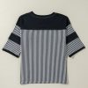 Women's Oversize Black White Striped Patchwork 3/4 Sleeve Top - Image 4