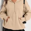 Women's Parchment Solid Oversized Hoodie with Kangaroo Pocket - Image 2