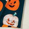 Women's Orange Halloween Pattern Short Sleeve Pajama Lounge Set - Image 7