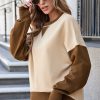 Women's Apricot Color Block Thumbhole Sleeve Drop Shoulder Sweatshirt - Image 4