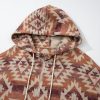 Plus Size Women's Red Aztec Pattern Half Zip High Neck Hoodie - Western Fashion - Image 9