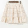 Women's Beige Tiered Ruffled Hemline Mini Skirt with Elastic Waist - Image 6