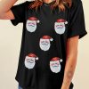 Women's Black Sequin Christmas Claus Crewneck T-Shirt - Image 5
