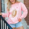 Women's Pink GAME DAY Rugby Football Graphic Pullover Sweatshirt - Image 3