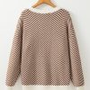 Women's Coffee Contrast Edge Crew Neck Drop Shoulder Sweater - Stylish Casual Wear - Image 12