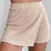 Women's Jet Stream Corded High Waist Wrap Skort - Chic and Textured Casual Shorts - Image 2