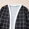 Women's Black Plaid Colorblock Edge Open Cardigan with Pockets - Image 9