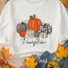 Thanksgiving Beige Rhinestone Pumpkin Graphic Crewneck Sweatshirt for Women - Image 2