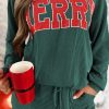 Women's Evergreen Corded MERRY Long Sleeve Graphic Top and Shorts Set - Image 3