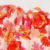 Gorgeous Women's Orange Floral Print Blouse with Pearl Button Keyhole and Long Puff Sleeves - Image 7