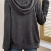 Women's Dark Grey Zip Up Hoodie with Drawstring and Front Pocket - Image 2