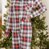 Women's Red Christmas Plaid Print 2-Piece Long Sleeve Pajamas Set - Image 3