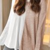 Women's Khaki Colorblock Long Sleeve Crew Neck Top - Casual and Stylish - Image 4