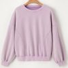 Women's Orchid Petal Exposed Seam Batwing Sleeve Drop Shoulder Sweatshirt - Image 6