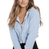 Women's Beau Blue Cropped Sherpa Zip Up Hoodie - Image 2