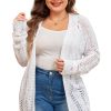 Women's Plus Size White Eyelet Knit Open Front Cardigan - Image 12