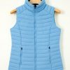 Women's Sky Blue Plush Collared Quilted Zipped Puffer Vest for Winter Style - Image 14