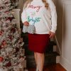 Women's Plus Size White Tinsel Merry AND Bright Christmas Sweater - Image 3