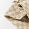 Women's Khaki Checkered Print Kangaroo Pocket Drawstring Hoodie - Image 20