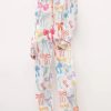 Women's White Satin Pajama Set with Bolero Lapel and Bow Print - Image 3