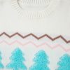 Women's White Striped Christmas Tree Drop Shoulder Sweater with Ribbed Trim - Image 12