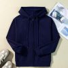 Women's Navy Blue Fleece Lined Zip-Up Hoodie for Ultimate Comfort - Image 3