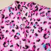 Women's Rose Leopard Print Buttoned Front Mini Dress with 3/4 Flounce Sleeves - Image 10