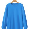 Women's Sky Blue Solid Color Drop Shoulder Long Sleeve Basic Sweatshirt - Image 13