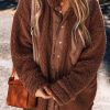 Women's Red Clay Faux Shearling Teddy Bear Long Sleeve Jacket - Image 5