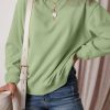 Women's Smoke Green Solid Drop Shoulder Fleece Lined Sweatshirt - Image 6