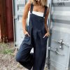 Women's Sail Blue Plaid Print Buttoned Pocketed High Waist Overall Jumpsuit - Image 5