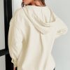 Women's Apricot Textured Hoodie with Buttoned Neckline and Side Pockets - Image 3