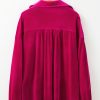 Women's Pitaya Pink Velvet V Neck Shirt with Button and Chest Pocket - Image 12