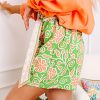 Women's Green Floral Print High Waist Casual Shorts with Pocket and Front Knot Detail - Image 4