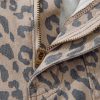 Women's Khaki Leopard Printed Wide Leg Jeans with Drawstring Waist and Pockets - Image 10