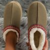 Women's Sage Green Contrast Print Suede Plush Lined Snow Boots - Image 3