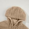 Women's Pale Khaki Fleece Zip Up Hooded Jacket with Drawstring and Pockets - Image 16